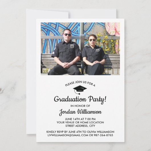 Foto-Graduiertengruppe der Polizeiakademie Einladung (Rückseite)