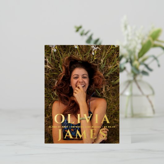 Foto Graduierung Party Einladung Postkarte (Stehend vorne)
