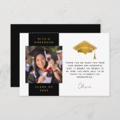 Foto-Graduierungskappe für Schwarzes Gold Dankeskarte (Vorne/Hinten)