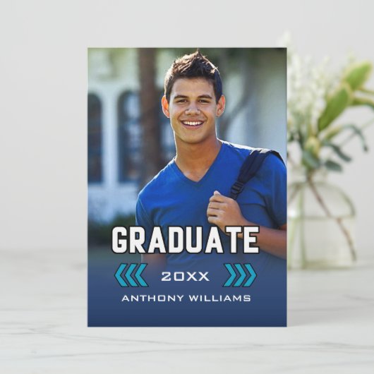 Foto-Graduierungspartei Einladung (Stehend Vorderseite)