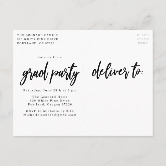 Foto-Graduierungspartei Einladungspostkarte (Rückseite)