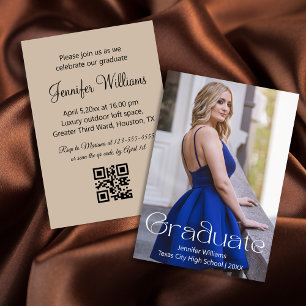 Foto-Graduierungspartei qr Code uAwg braun Einladung