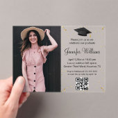 Foto Graduierungspartei qr Code uAwg gold Konfetti Acryleinladungen (Insitu (Handheld))