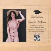 Foto Graduierungspartei qr Code uAwg gold Konfetti Acryleinladungen (Vorderseite)