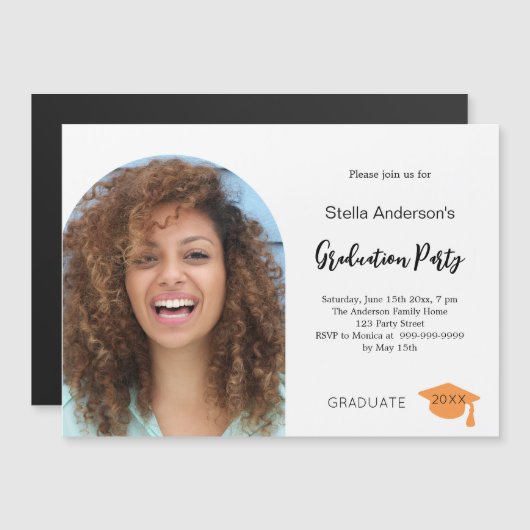 Foto-Graduierungsparty 2025 Magneteinladung (Vorne/Hinten)