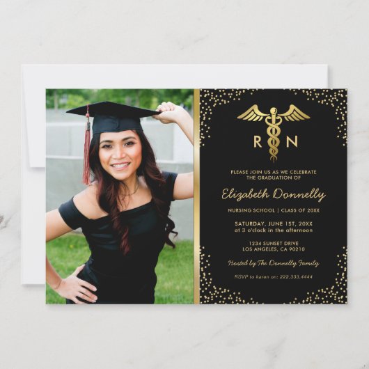Foto-Graduierungsparty der Krankenpflege Einladung (Vorderseite)