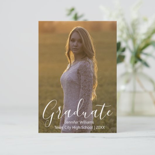 Foto-Graduierungsparty Einladung (Stehend Vorderseite)