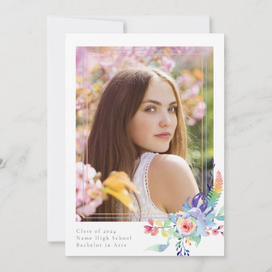 Foto-Graduierungsparty für Wasserfarben Einladung (Rückseite)