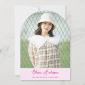 Foto-Graduierungsparty mit dem braunen, rosafarben Einladung (Rückseite)