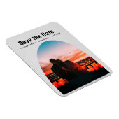 Foto grau boho Save the Date QR moderne Russti Magnet (Rechte Seite)