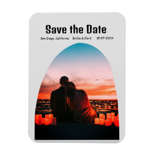 Foto grau boho Save the Date QR moderne Russti Magnet