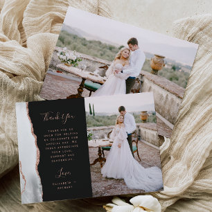 Foto Grau Weiß Achat Roségold Schrift Hochzeit Dankeskarte