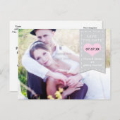 FOTO Graue und rosa Banner SAVE THE DATE Postkarte (Vorne/Hinten)