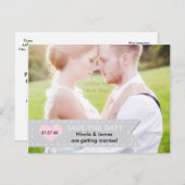 FOTO Graue und rosa Banner SAVE THE DATE Postkarte (Vorne/Hinten)