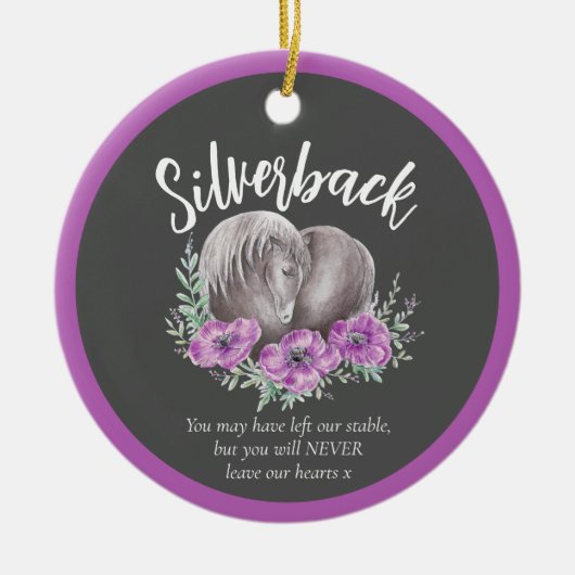 Foto graues Horse-Gedenkherz Keramik Ornament (Vorne)