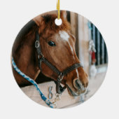 Foto graues Horse-Gedenkherz Keramik Ornament (Hinten)