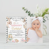 Foto Gray Alice in Onederland 1. Geburtstag Einladung (Stehend Vorderseite)