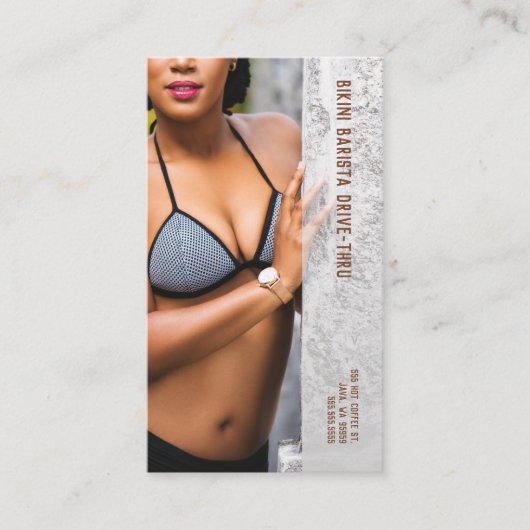 Foto Gray Bikini Barista Drive-Thru Kaffee Treuekarte (Vorderseite)