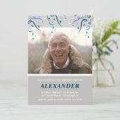 Foto Gray Confetti 72. Geburtstag Einladung (Stehend Vorderseite)