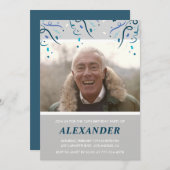 Foto Gray für ihn Confetti 74. Einladung (Vorne/Hinten)