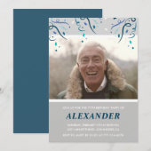 Foto Gray für ihn Confetti 77. Einladung (Vorne/Hinten)