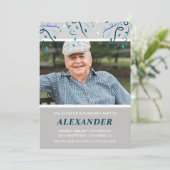 Foto Gray für ihn Confetti 96. Einladung (Stehend Vorderseite)