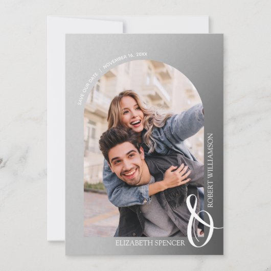 Foto Gray QR Code Hochzeit Save The Date (Vorderseite)