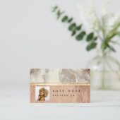 Foto Gray Streifen Marmorplatte Rose Makeup Artist Visitenkarte (Stehend Vorderseite)