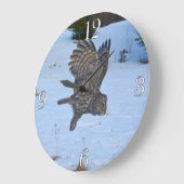 Foto "Great Gray Owl Wildlife" Portrait I Große Wanduhr (Winkel)