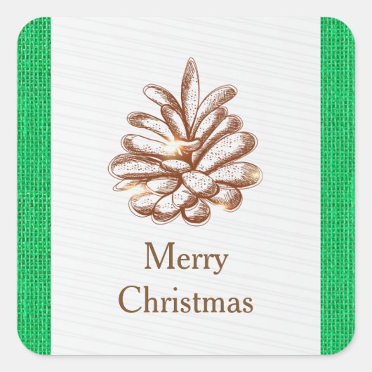 Foto "Green Burlap Pinecones" - Aufkleber auf dem  (Vorderseite)