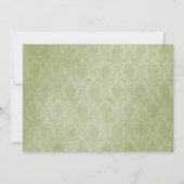 Foto Green Damask Monogram Wedding Einladung (Rückseite)