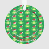 Foto Green Frog Weihnachtsmannmütze Muster Niedlic Ornament (Rückseite)