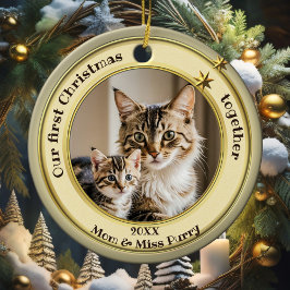 Foto Green Gold First Christmas Zusammen Chat Keramik Ornament