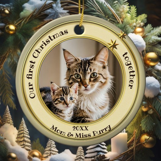 Foto Green Gold First Christmas Zusammen Chat Keramik Ornament