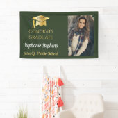 Foto Green Gold Glückwunsch Graduate Name | Schule Banner (Insitu)