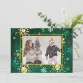 Foto Green Gold Snowflakes Weihnachten Weihnachten (Stehend Vorderseite)