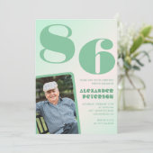 Foto Green Gradient 86. Geburtstag Einladung (Stehend Vorderseite)
