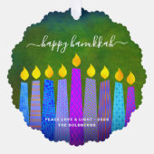 Foto Green Hanukkah Menorah Candles Modern Boho Ornament Karte (Vorderseite)