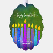 Foto Green Hanukkah Menorah Candles Modern Boho Ornament Karte (Links)