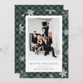 Foto Green Kariert Snowflags Unternehmensgeschäft Feiertagskarte (Vorne/Hinten)