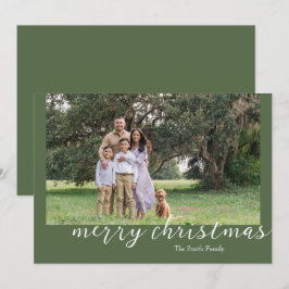 Foto Green Minimal Script Weihnachtskarte Feiertagskarte