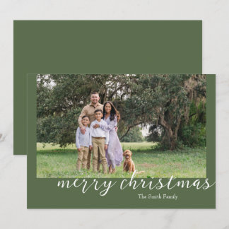 Foto Green Minimal Script Weihnachtskarte Feiertagskarte