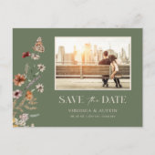 Foto Green Save the Date Postkarte (Vorderseite)