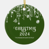 Foto Green String Lights Weihnachts-Party Keramik Ornament (Vorne)