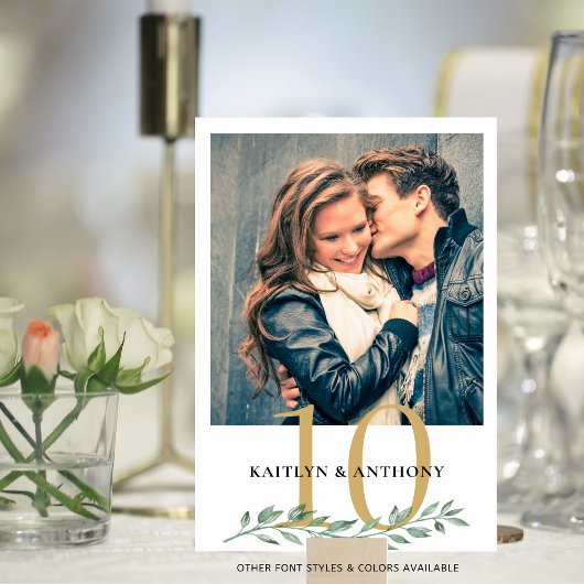 Foto Greenery Gold Wedding Tischnummer Sign