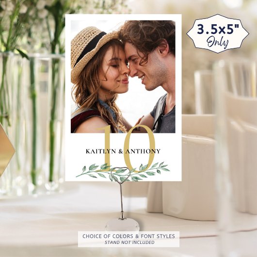 Foto Greenery Gold Wedding Tischnummer Sign
