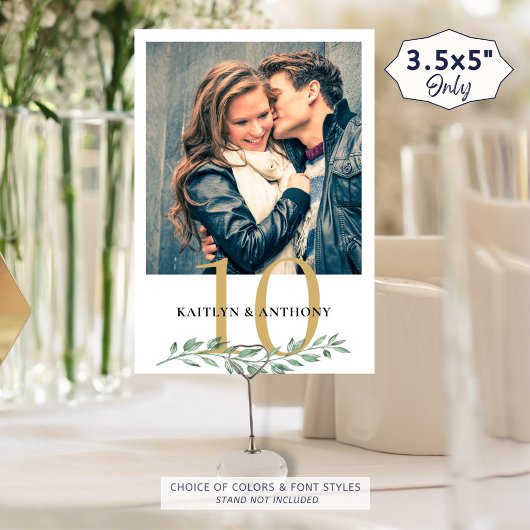 Foto Greenery Gold Wedding Tischnummer Sign
