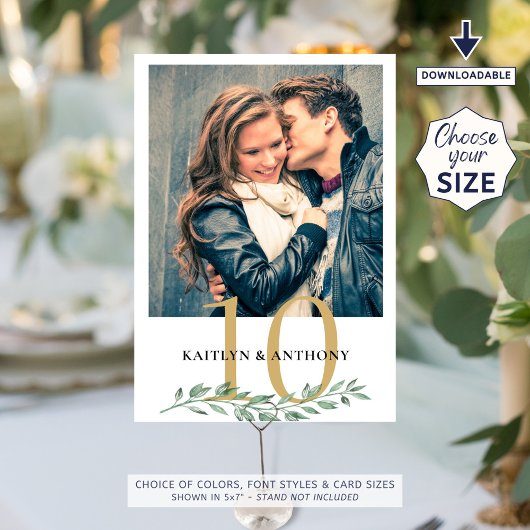 Foto Greenery Gold Wedding Tischnummer Sign