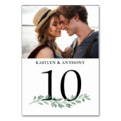 Foto Greenery Wedding Tischnummer Sign (Vorderseite)
