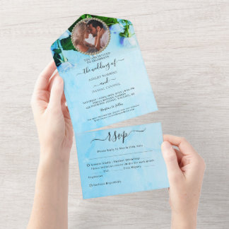 Foto Greenish Hochzeit in einer Einladung